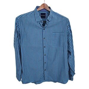 Tommy Bahama Button-Up Shirt Mens XL Blue Gingham Check 100% Pima Cotton